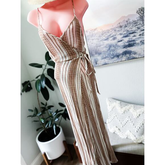 Heart Held in the Breeze textured gauzy wrap maxi coverup dress L - Picture 2 of 8